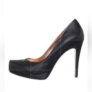 Bebe Black Leather Platform Pumps(Size 7B)